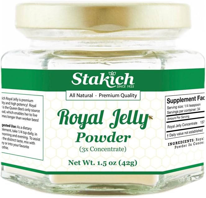 Stakich Royal Jelly Powder - 1.5 Ounce - 3X Concentrate - Freeze Dried, Pure, Natural