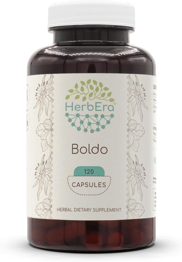 Boldo 120 Capsules, 500 mg, Boldo (Peumus boldus) Dried Leaf (120 Capsules)