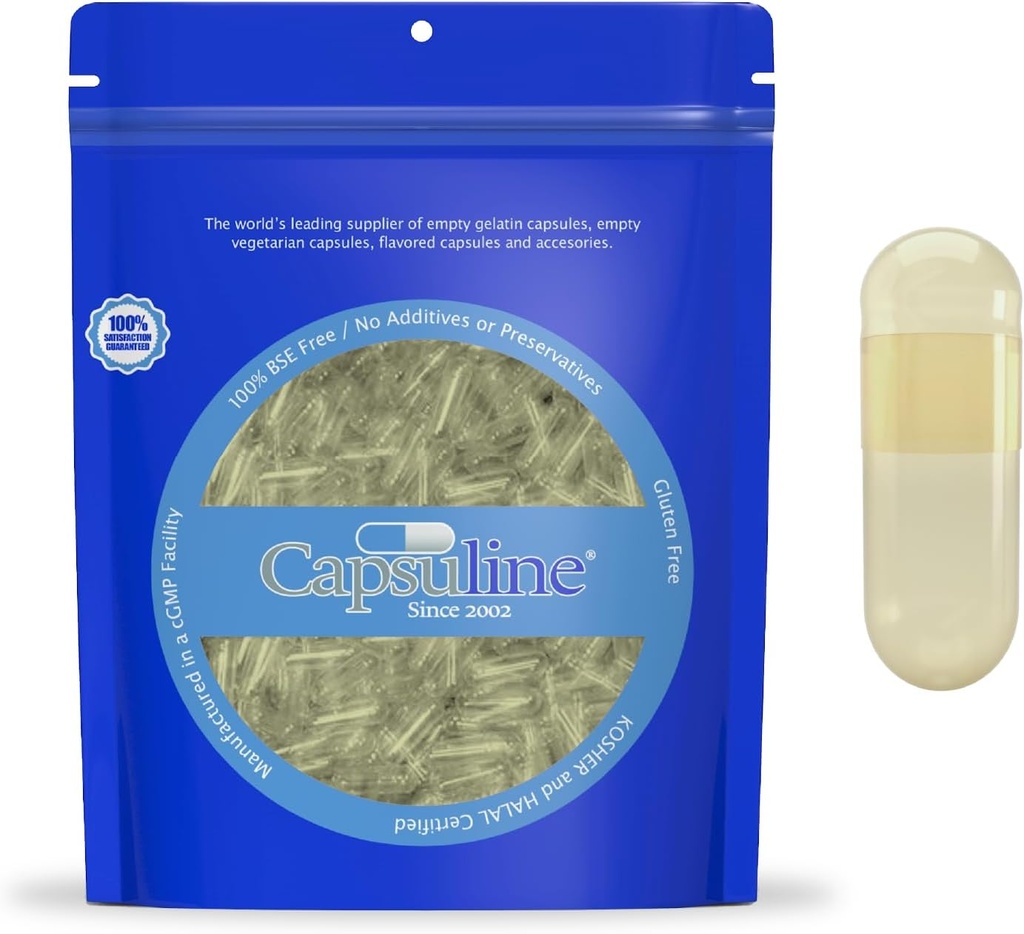 [BRSRO2YPBYPRQHTH] Capsuline Safflower Colored Size 00 Empty Vegan Capsules Yellow/Yellow - 1000 Count - Vegetarian Empty Pill Capsules - DIY Vegetable Capsule Filling - Veggie Pill Capsules - Kosher and Halal Certified