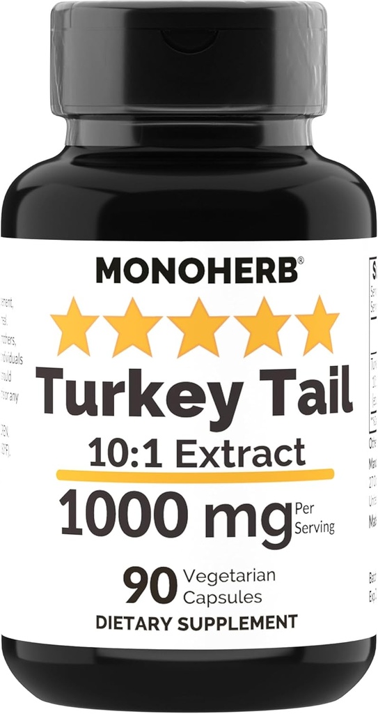 Turkey Tail Mushroom Extract 1000 mg - 90 Vegetarian Capsules