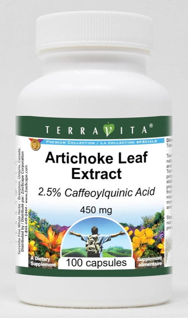 Artichoke Leaf Extract - 2.5% Caffeoylquinic Acid - 450 mg (100 Capsules, ZIN: 516208) - 2 Pack