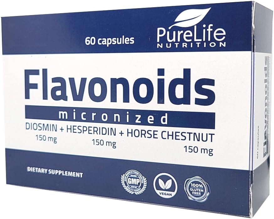 [BRSROZQQOZ7A4CLV] Flavonoids 60 days Support Healthy Circulation, Veins, Capillaries and Lymphatic Drainage- MPFF- Micronized Diosmin 150mg + Hesperidin 150mg + Horse Chestnut150 mg- GMP Certificate, vegan