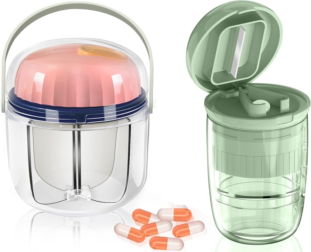GloDeals Portable Pill Box, Pill Crusher, Cutter and Splitter