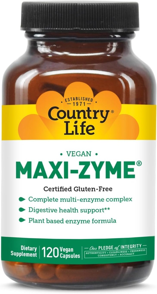 Country Life - Maxi-Zyme, Digestive Enzyme Complex - 120 Vegetarian Capsules