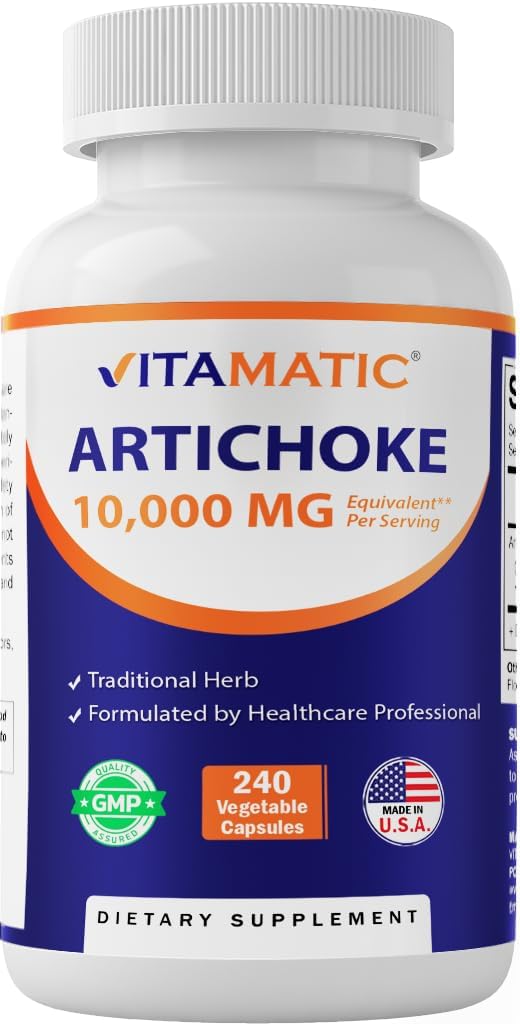 Vitamatic Artichoke Extract Vegetable Capsules 1000mg 240 Count - 10:1 Extract 1000 mg - Non-GMO, Gluten Free Supplement - Made in The USA