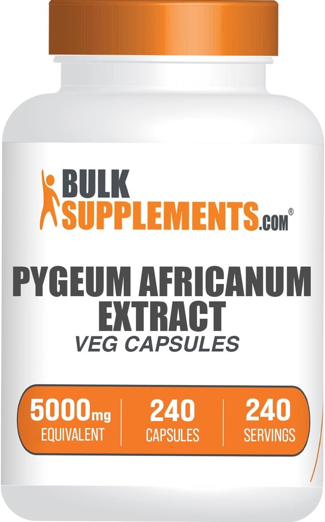 BulkSupplements.com Pygeum Africanum Extract Capsules - Herbal Supplement, from Pygeum Bark - Vegan & Gluten Free, 1 Capsule per Serving, 240 Veg Capsules (Pack of 1)