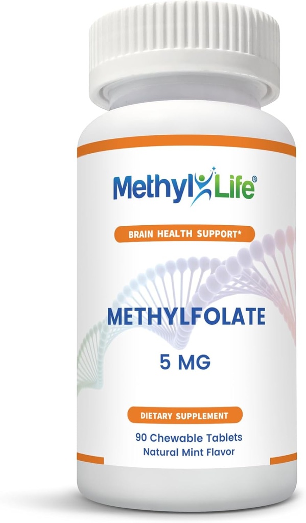 Purest L-Methylfolate 5 mg Active Folate - 3 Months Supply. Chewables. Non-GMO. Gluten Free Methylfolate