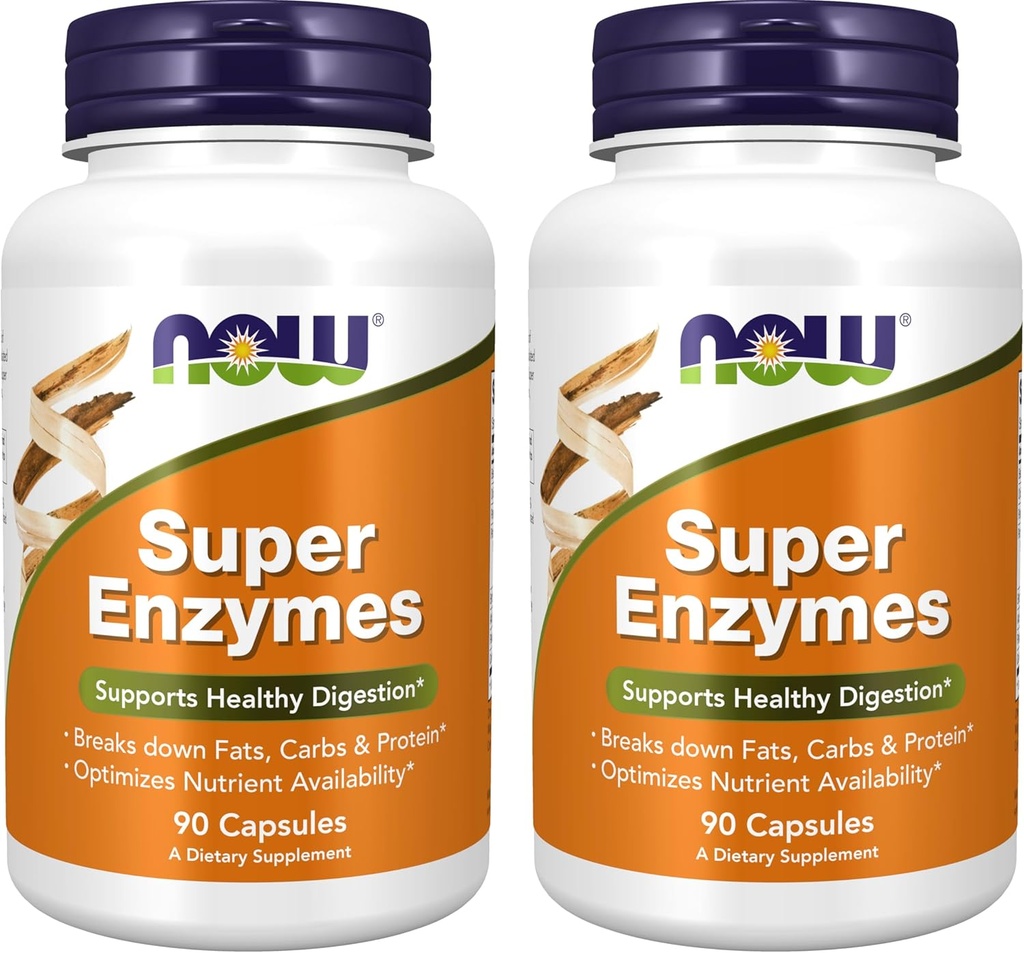 NOW Super Enzymes, 90 Capsules (Pack of 2)