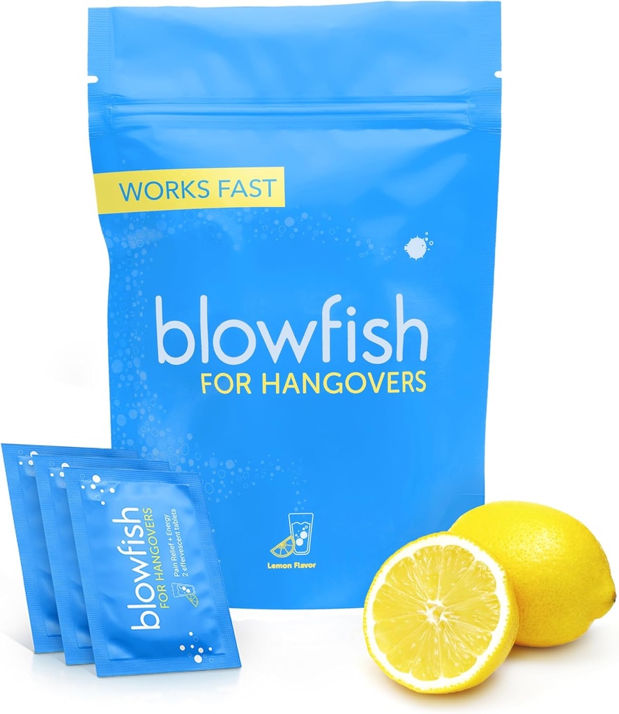 Blowfish for Hangovers - Fast Hangover Relief | FDA-Recognized Formulation - Guaranteed to Relieve Hangover Symptoms in 15 Minutes | Perfect for Weddings and Vacation Essentials | 20 Tablets