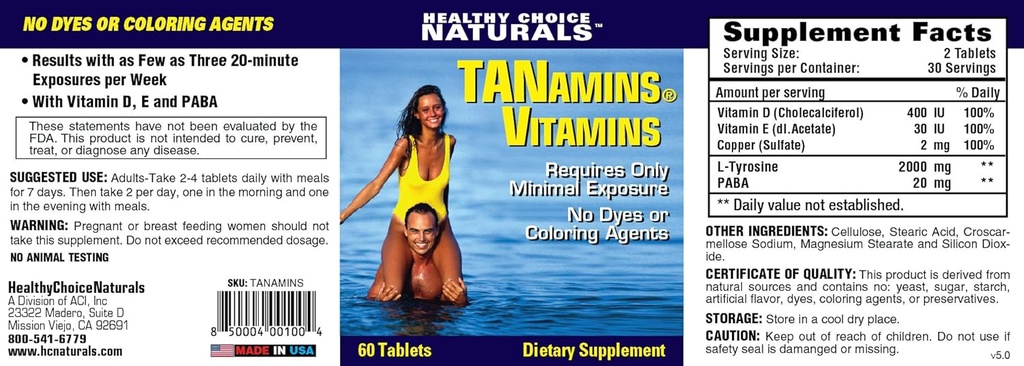 Tanamins Tanning Vitamin-Get a Darker Tan Naturally (2 bottles/120 Count)