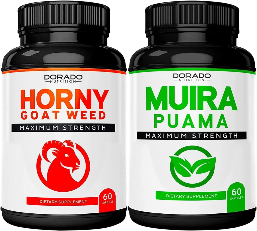 Fadogia Agrestis and Tongkat Ali (120 Count) Athletic Performance & Muscle Mass Performance Blend and Muira Puama Root Extract (60 Count) Premium Capsules Tested for Potency & Purity - USA Made