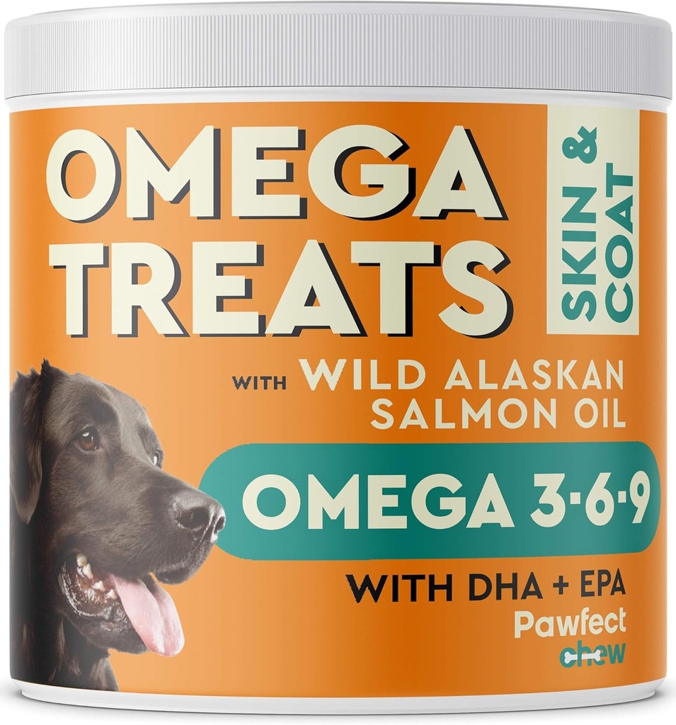 Omega 3 for Dogs (60 Chews) - Alaskan Salmon Fish Oil Treats for Dogs - Omega Fatty Acids - Skin and Coat Supplement - Dry Itchy Skin, Shedding & Allergy Relief