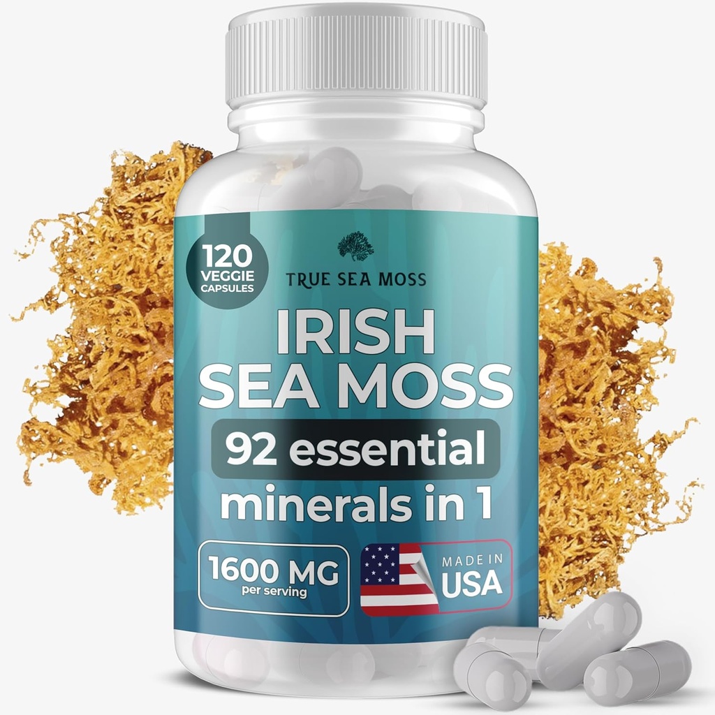 Irish Sea Moss Capsules - 120 Original Capsules (1600mg) - Prebiotic Superfood - Boosts The Immune & Digestive System - Healthy Skin, Keto Detox, Gut, Joint Support