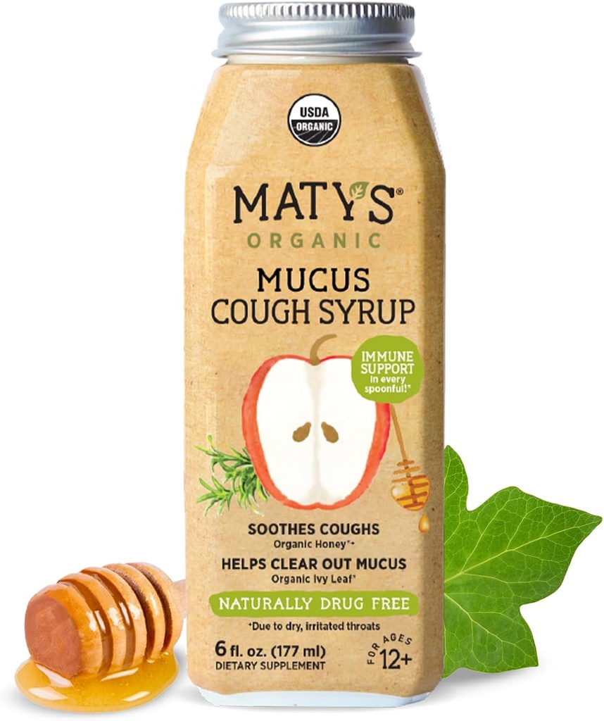 [BRSWGZTQCIOWCHQU] Matys Adult Mucus Cough Syrup for Adults & Children 12 Years & Up, Soothing Relief Ivy With Organic Ingredients & Zinc, 6 Fl Oz