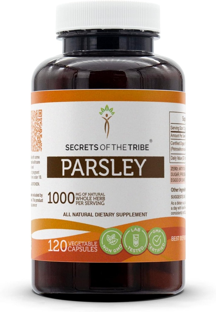 Secrets of the Tribe Parsley 120 Capsules, 1000 mg, Parsley (Petroselinum crispum) Dried Leaf (120 Capsules)