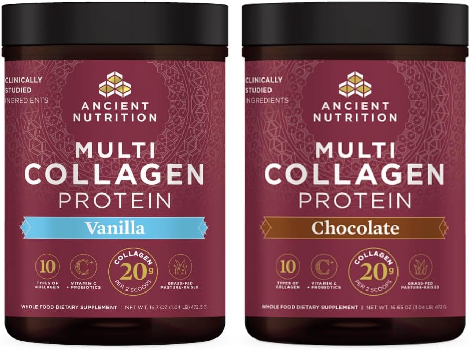 Ancient Nutrition Multi Collagen Protein Powder Vanilla 45 Servings + Multi Collagen Protein Powder Chocolate 45 Servings