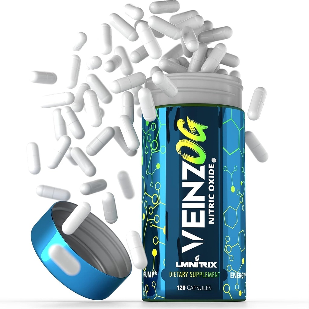 VEINZ Pills ✮ Nitric Oxide Supplement with L-Arginine, L-Citrulline & ALA ✮ N.O. Booster Pump Pills ✮ Top Muscle Mass Pill for Men ✮ 120 Capsules