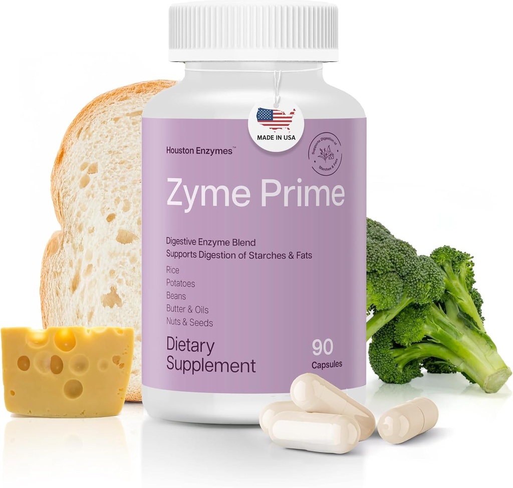 Zyme Prime - 90 Capsules - Digestive Enzymes Women & Men Enzyme, Digestion for Carb, Fat & Protein Breakdown, Helps Intolerances, Bloating & Gas, Digestive Health Supplement