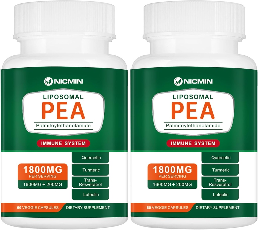 1600MG Palmitoylethanolamide 99% with Luteolin & Quercetin, High Absorption, Pea Supplement 120 Capsules