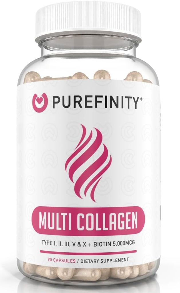 Collagen Peptides for Women – Type I, II, III, V & X with Biotin & Hyaluronic Acid, Supports Healthy Skin, Bones, Hair & Nails – Non-GMO, Grass-Fed, 90 Capsules (1 Month Supply)