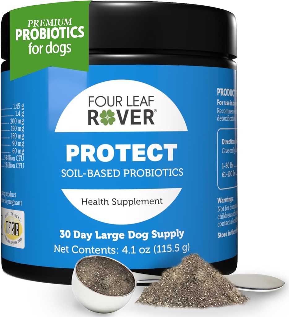 Protect - Probiotics for Dogs - Veterinarian Formulated - with Natural Prebiotics and Antioxidants - Detoxification & Gut Health - 30 Day Large Dog Supply