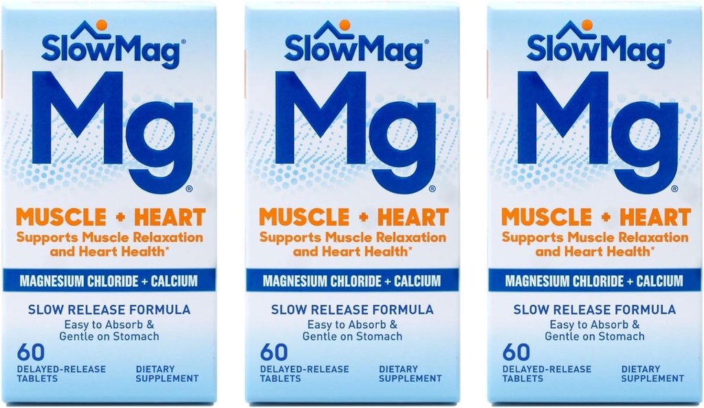Slow-Mag Slow-Mag Magnesium Chloride With Calcium, Packaging may vary, 60 Count (Pack of 3)