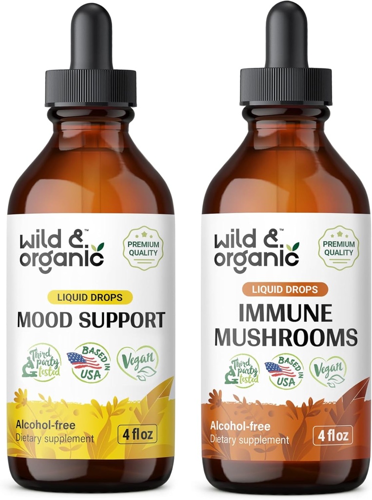 Wild & Organic Mood Support Tincture 4 fl oz & Immune Mushroom Tincture