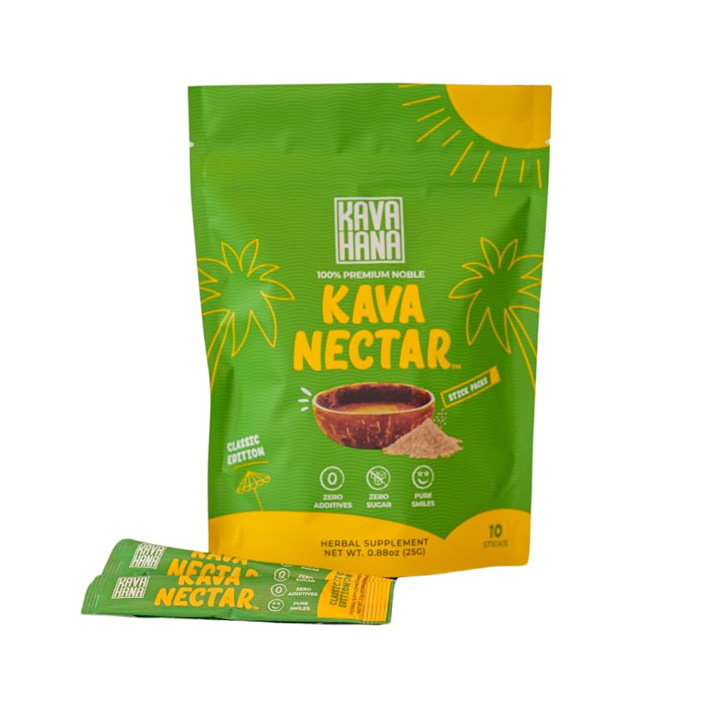 Kava Nectar Classic Ceremonial Grade Noble Kava Nectar Powder Stick Packs – Promotes Social Uplift, Relaxation & Stress Support, Instant Kava Dried Kava Juice