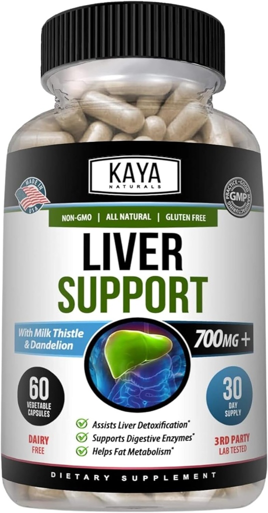 Kaya Naturals Liver Cleanse Detox & Repair - Milk Thistle Supplement - Liver Detox for Women and Men - Artichoke Extract and Dandelion Root Capsules - 60 Count