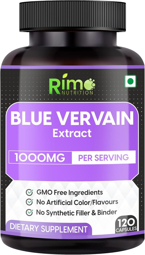 Blue Vervain Capsules,1000 mg Per Serving Blue Vervain (Verbena Hastata) Dried Herb (120 Capsules) Non-GMO and Gluten Free
