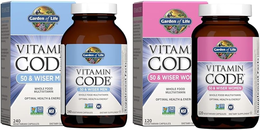 Garden of Life Multivitamin for Men & Multivitamin for Women - Vitamin Code 50 & Wiser Women's Raw Whole Food Vitamin Supplement