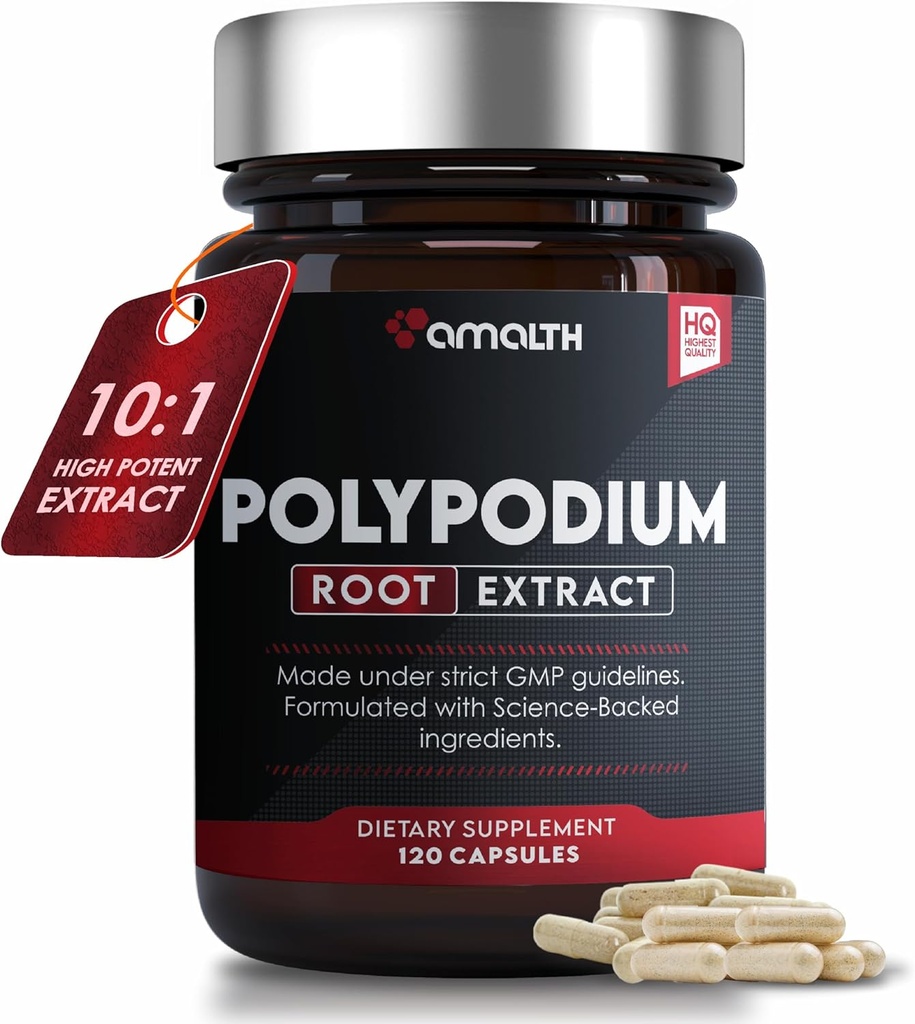 AMALTH Polypodium Leucotomos Extract 240 mg –Supports Natural Healthy Skin -Antioxidant Supplements -120 Capsules (Gluten Free & Non-GMO)