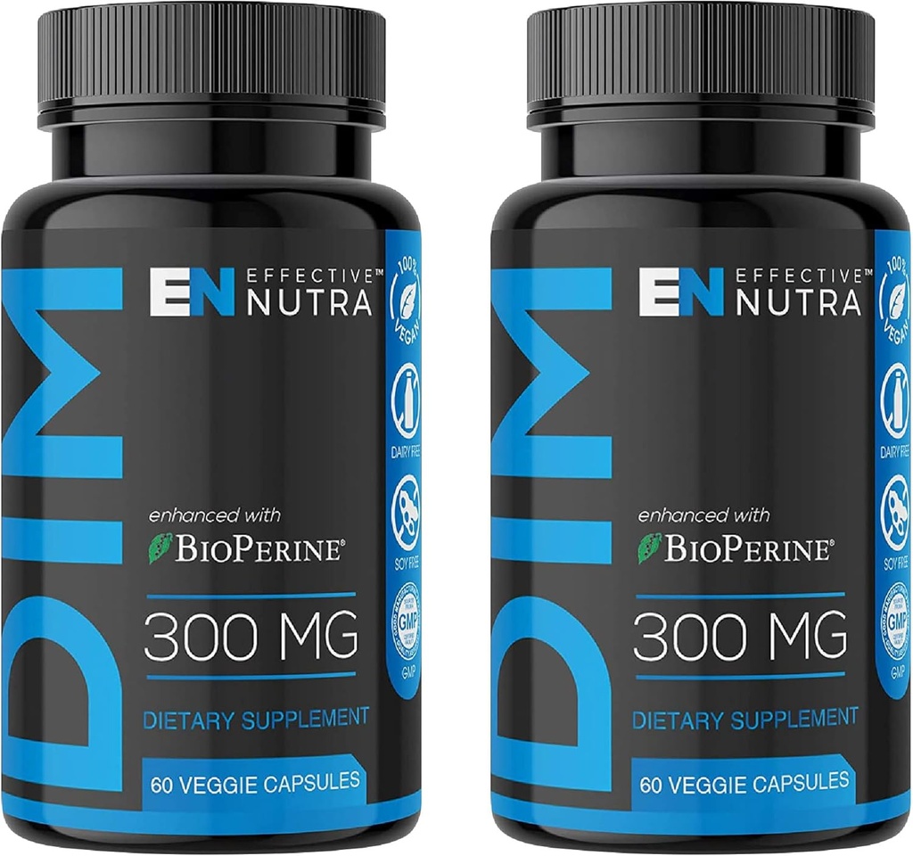 Dim Supplement 300mg - Extra Strength Diindolylmethane DIM for Men & Women + BioPerine - Estrogen Blocker for Men & Women - Estrogen Balance, Hormone, Menopause, Acne, PCOS (2 Pack)