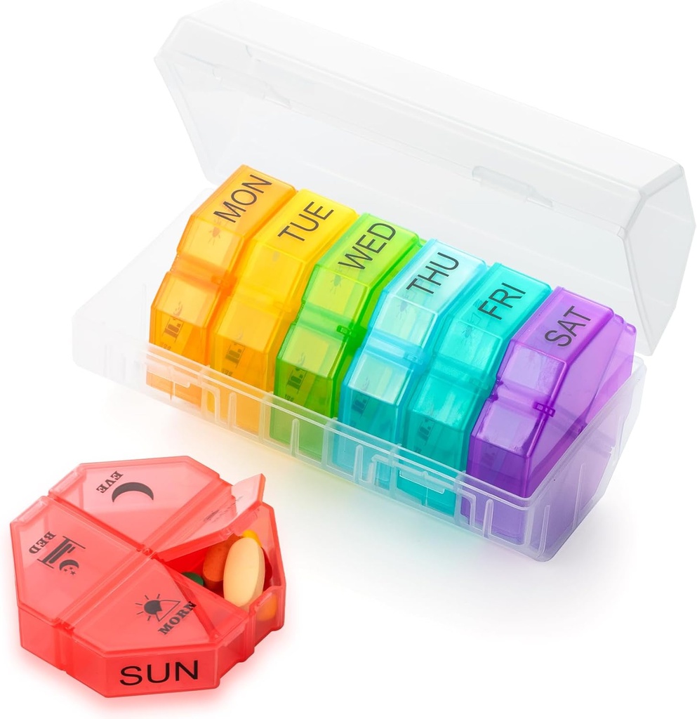 Weekly Pill Organizer 4 Times a Day, Large Pill Box 7 Day Daily Pill Case with 28 Extra Large Compartments Portable Travel Pill Container Big Medicine Organizer for Supplement Vitamin (White)