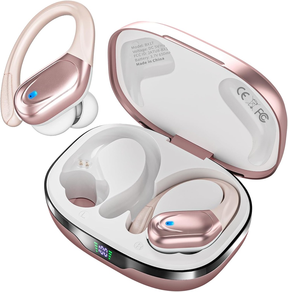 Wireless Earbuds Bluetooth Headphones 80hrs Playback Ear Buds Power Display with Noise Canceling Mic Headsets for Sports/Workout/Running