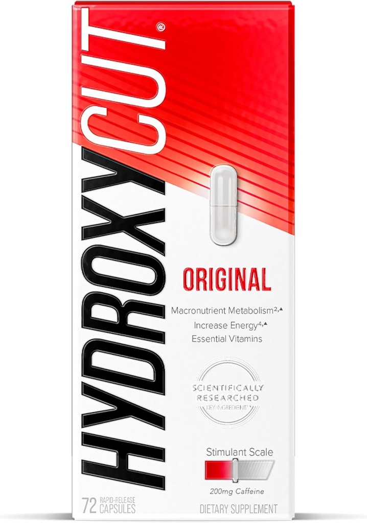 Hydroxycut Original - 72 Rapid-Release Capsules - 200 mg Caffeine - Boost Metabolism, Burn Calories, Increase Energy - for Women & Men