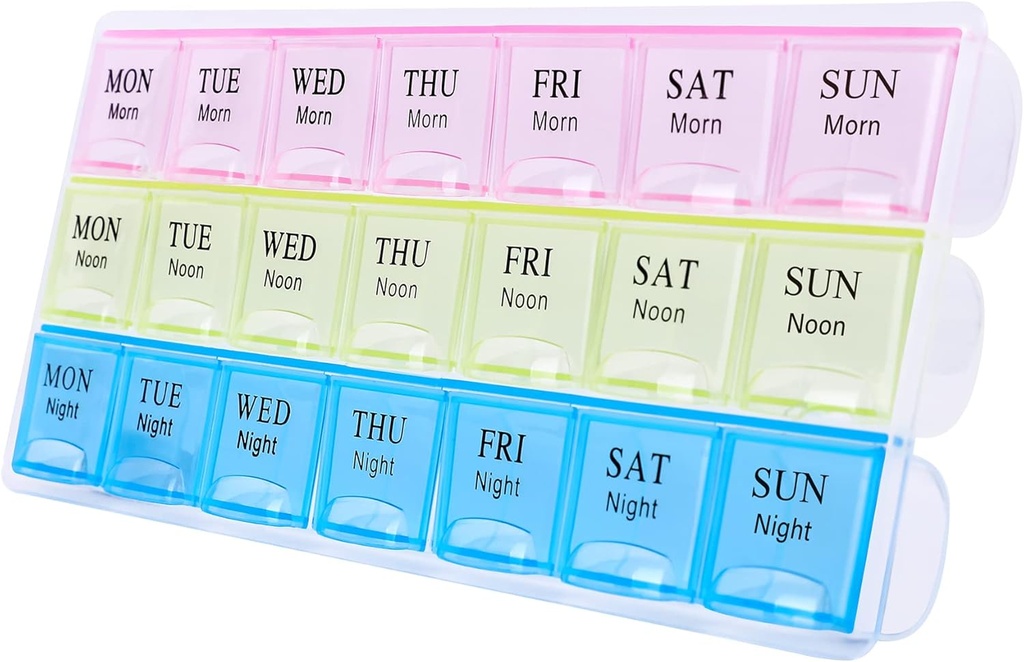 Large Weekly Pill Organizer 3 Times A Day, Moisture-Proof 7 Day Pill Box, Travel Pill Cases Portable for Pills Vitamin Fish Oil Supplements