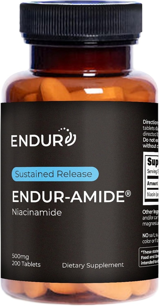 Endur ENDUR-Amide, Healthy Aging Supplement, Helps Maintain Skin Health & Support Overall Whole Body Health, Gluten Free, 500mg (200 Tablets)
