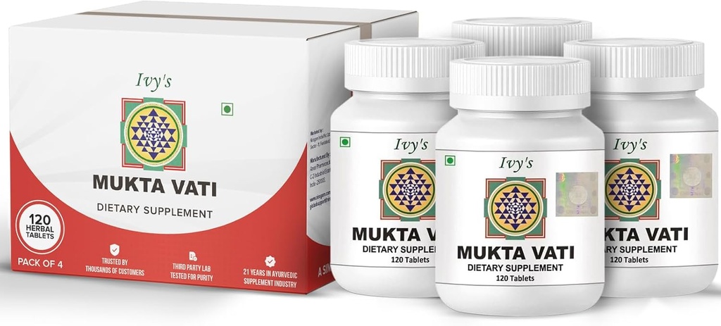 Ivy's Mukta Vati Ayurvedic Herbal Supplement - Pack of 4