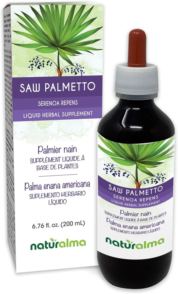 [BRSROBIZBB6A23AU] Naturalma Saw Palmetto (Serenoa repens or Sabal serrulata) Fruit Alcohol-Free Tincture - 6.76 fl oz Liquid Extract in Drops - Herbal Supplement - Vegan
