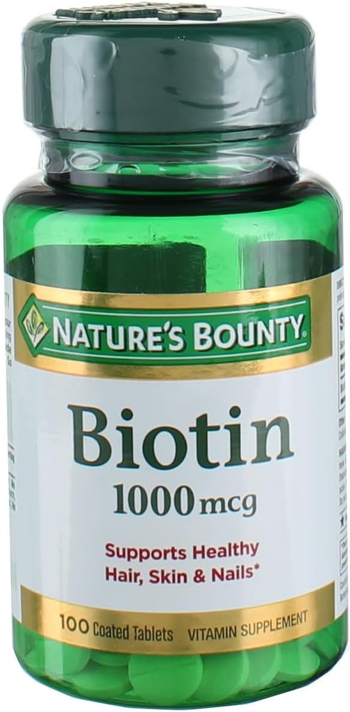 [BRSWIEAEAYAREDQZ] Nature's Bounty Energy Health Biotin Coated Tablets, 1000 mcg, 100 Ct (1 Pack)