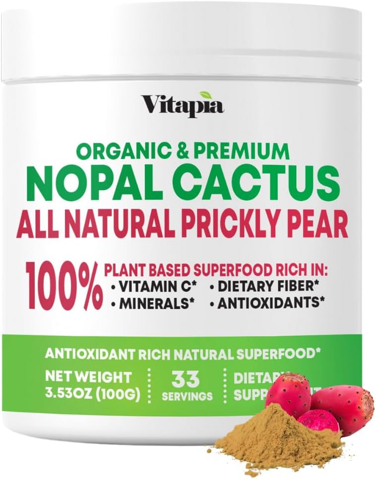Nopal Cactus Extract for Antioxidant, Skin, Metabolism, Wellness, Heart Health Support - 100g Organic Powder - Non GMO, Gluten Free Supplement