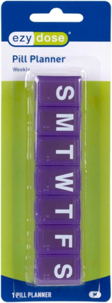 Ezy Dose Weekly (7-Day) Pill Organizer, Vitamin and Medicine Box, Medium Compartments, Colors may vary, Made in the USA