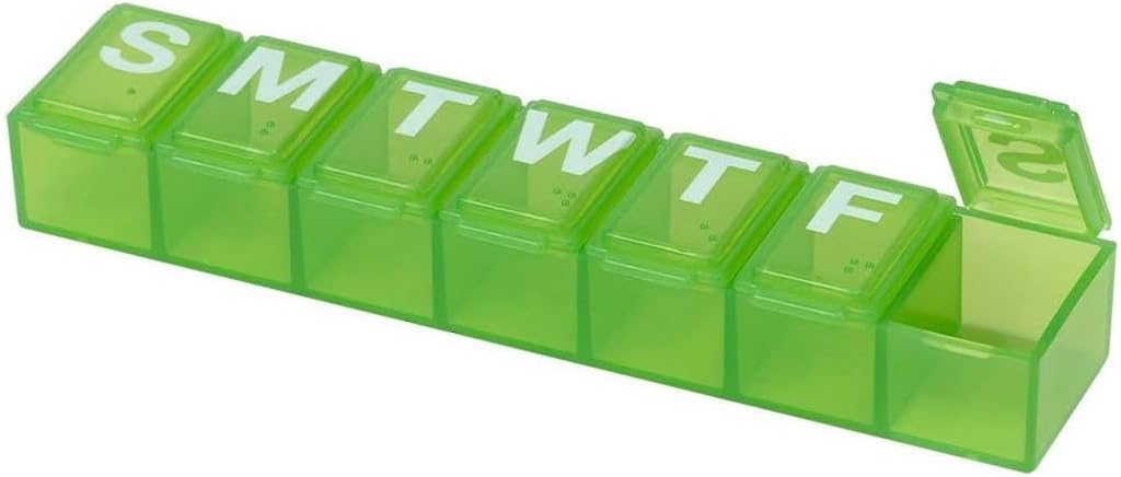 EZY DOSE Weekly (7-Day) Pill Organizer, Vitamin Case And Medicine Box, X-Small Compartments, Color May Vary