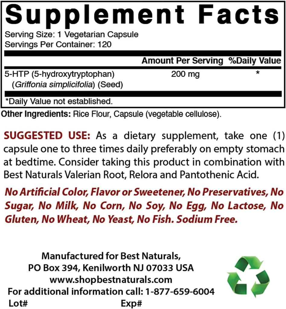 Best Naturals 5-HTP 200 mg & NAC - N Acetyl Cysteine 600 mg