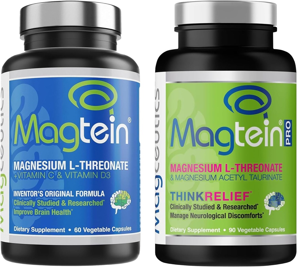 Magnesium L-Threonate 60 Capsules, Magceutics MagteinPRO 90 Capsules - Bundle