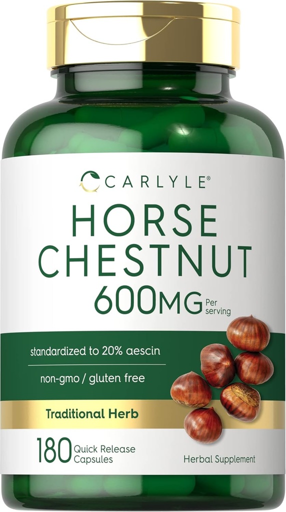 Carlyle Horse Chestnut Extract | 600mg | 180 Capsules | Herbal Supplement | Non-GMO, Gluten Free