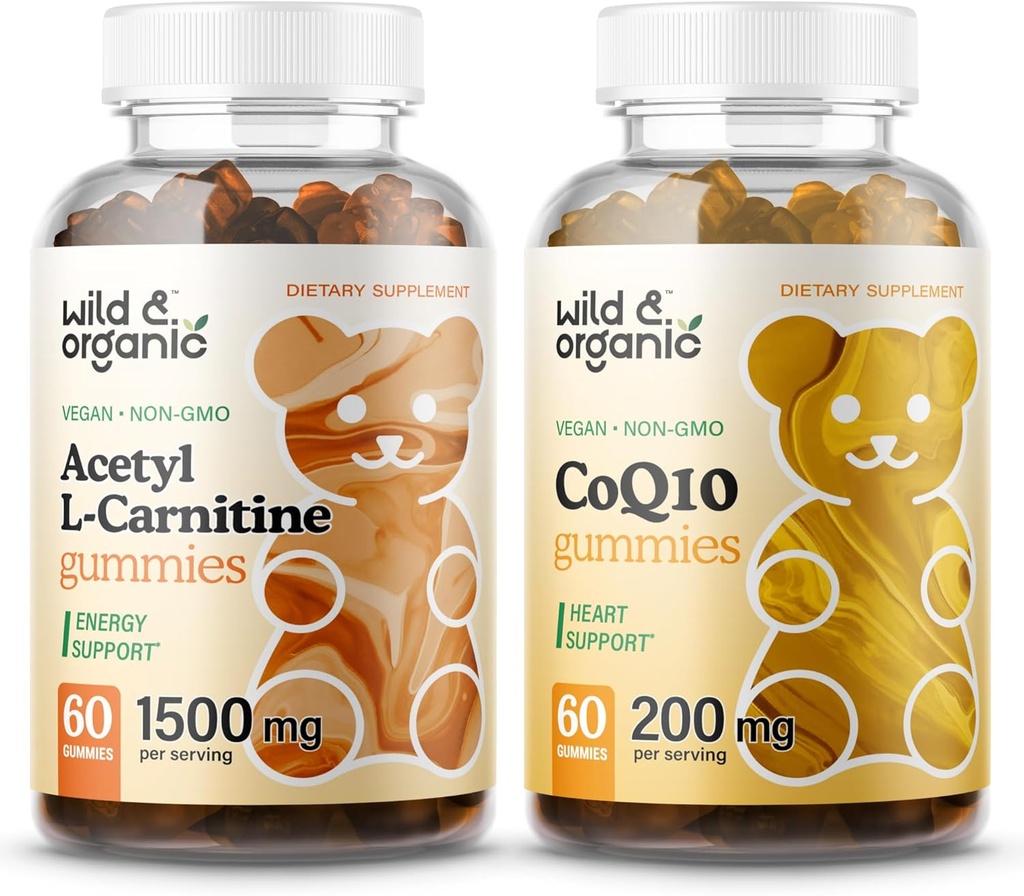 Wild & Organic L-Carnitine Gummies & CoQ10 Gummies 60 Count