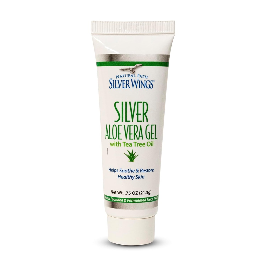 Natural Path Silver Wings 200ppm Silver with Aloe Vera Gel and Tea Tree Oil - Soothing Skin Care - 0.75 oz