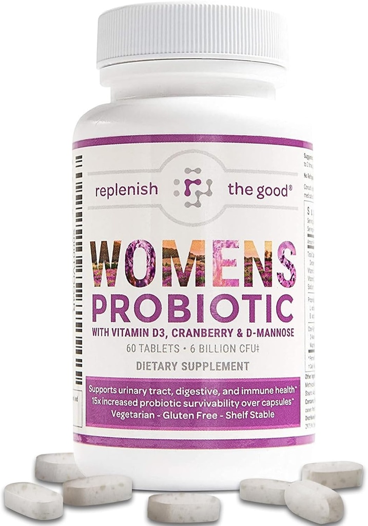 [BRSWKYI5CENR63T4] Probiotics for Women - Supports Digestive & Vaginal Health with D3, Prebiotics & Cranberry - Defends Against UTI & Yeast - 15x More Effective Than Regular Capsules (60 Count)